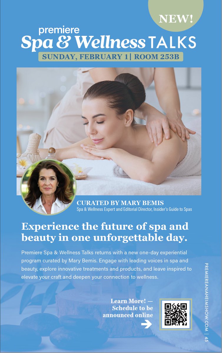Spa &amp; Wellness Talks headed to Anaheim. Feb 1, 2026 * Premiere Beauty. A one-day forum for meaningful exchange across spa, beauty &amp; wellness. Register: compusystems.com/servlet/ar?evt…