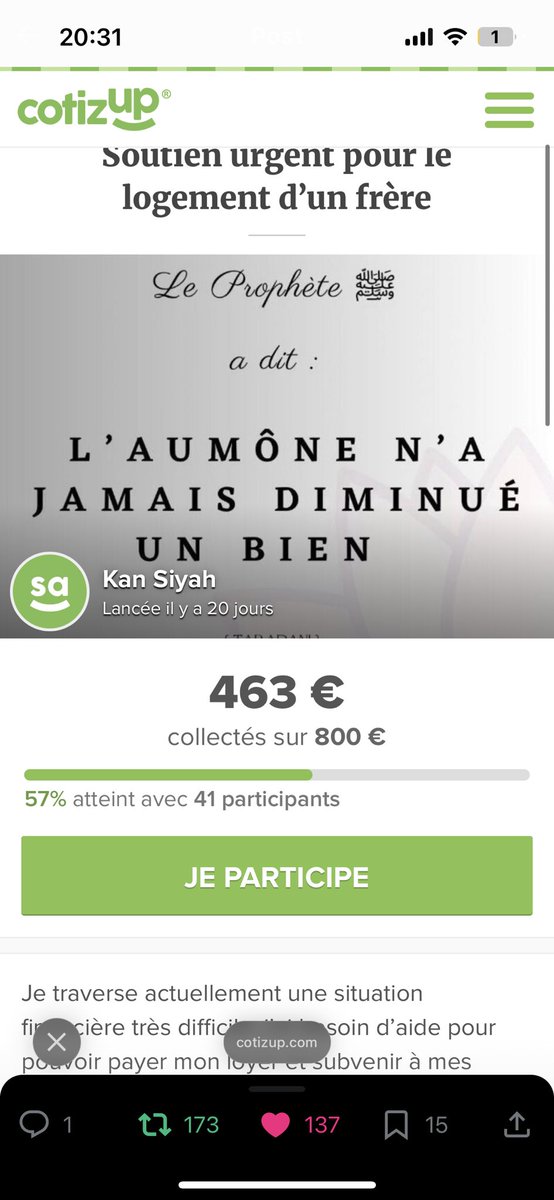 Encore 330€ environ inshaAllah 

Qu’Allah vous récompense