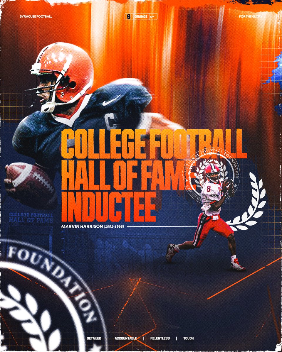 CuseFootball's tweet image. 𝗖𝗼𝗹𝗹𝗲𝗴𝗲 𝗙𝗼𝗼𝘁𝗯𝗮𝗹𝗹 𝗛𝗮𝗹𝗹 𝗼𝗳 𝗙𝗮𝗺𝗲𝗿, Marvin Harrison 🍊🎯

Congratulations Marvin Harrison for being selected for the 2026 NFF College Football Hall of Fame class.