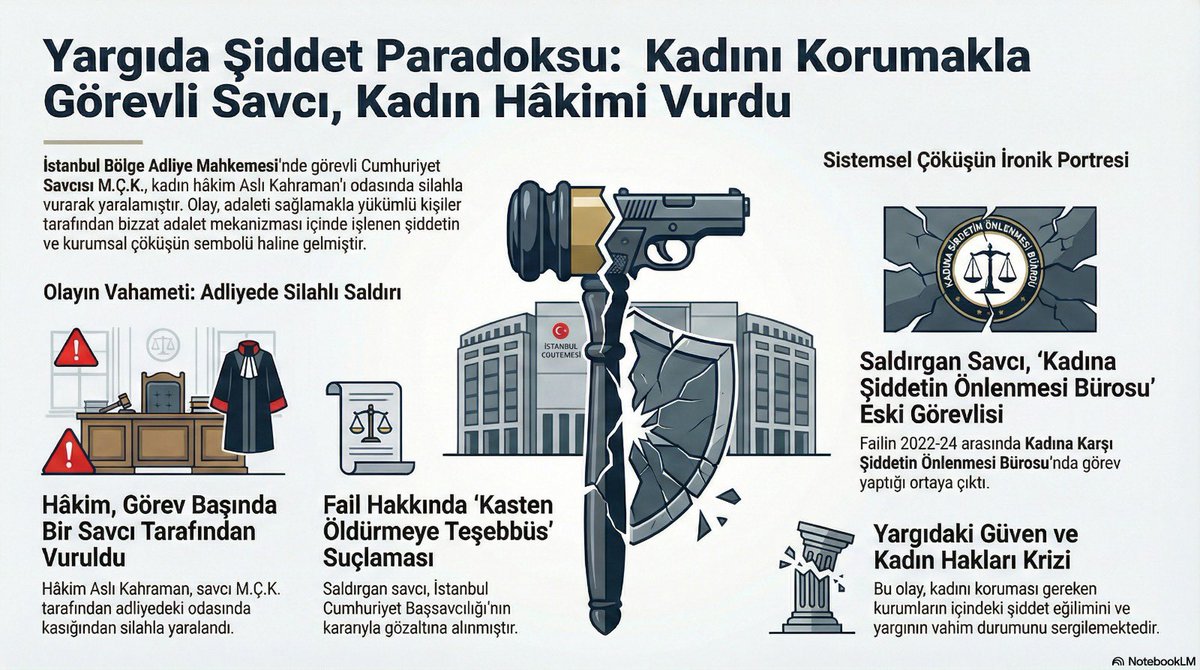 İstanbul Anadolu Adliyesinde hakim olarak görev yapan #AslıKahraman' ın savcı Muhammet Çağlayan Kılıçarslan tarafından vurularak yaralanması olayı Türkiye'deki kadın karşı şiddetin politikliğini bir kez daha gözler önüne sermiş oldu. 
 
Kadına Karşı Şiddetin Önlenmesi Bürosu'nda