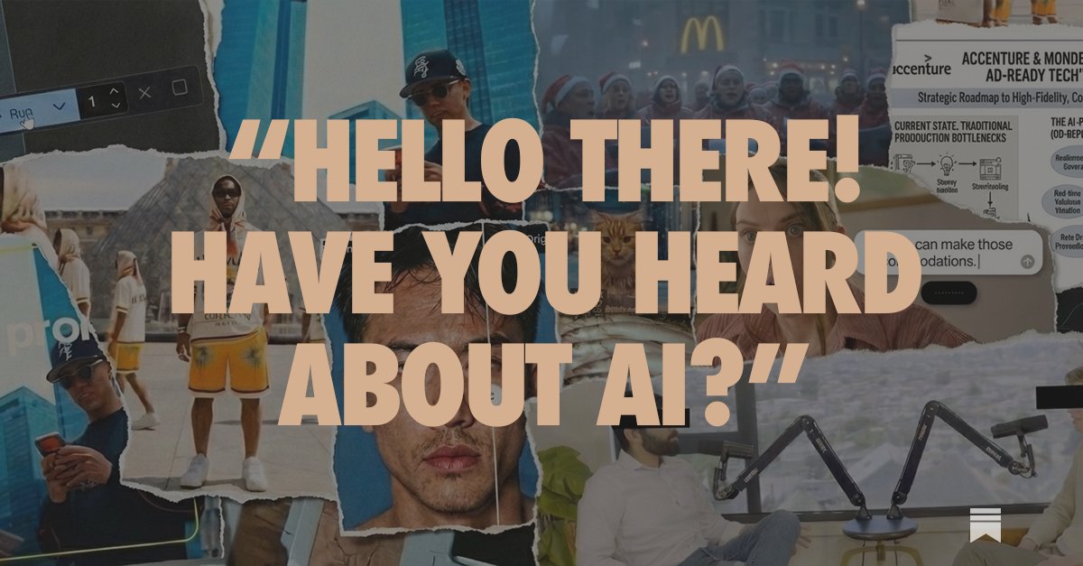 S26E01 - "Hello there! Have you heard about AI?"

READ: toolstoolstools.substack.com/p/ai-tools-adv…

Als een truffel hond met dementie. Peculiar specular. Dutch, Dutch, Goose. Public outcry. Accenture Super Bowl. Keep it shot, Wispr.

#ToolsToolsTools #AIProduction #CreativeAI #AIAdvertising