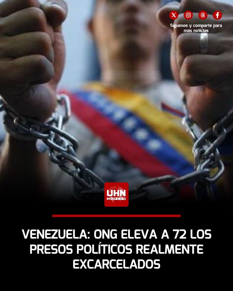🇻🇪‼️ | La ONG Foro Penal, elevó a 72 la cifra de presos políticos excarcelados por el régimen de Venezuela. Organizaciones defensoras de derechos humanos han señalado que, pese a los anuncios oficiales de “liberaciones masivas”, las cifras reales verificadas son mucho menores.