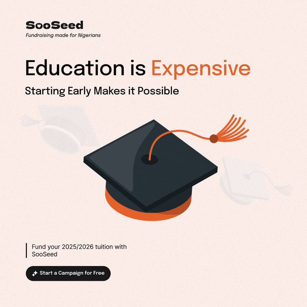 Big goals need early planning.
Education included.

Fund your 2025/2026 tuition with SooSeed.

#EducationMatters #FundYourFuture #SooSeed #TuitionSupport #2026goals
#TuitionFunding #EducationGoals #SooSeed #PlanEarly