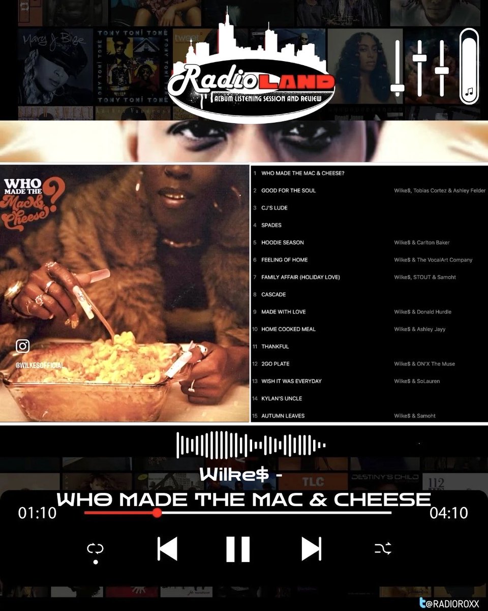 Tonight at 8PM EST, RadioLAND gathers around @Wilkesofficial_ ’s “WHO MADE THE MAC &amp; CHEESE?” — a soulful celebration of family, comfort, and togetherness. This isn’t fast food R&amp;B. It’s home-cooked, warm, and meant to be shared. Pull up!

LINK HERE ⬇️
x.com/i/spaces/1ypKd…
