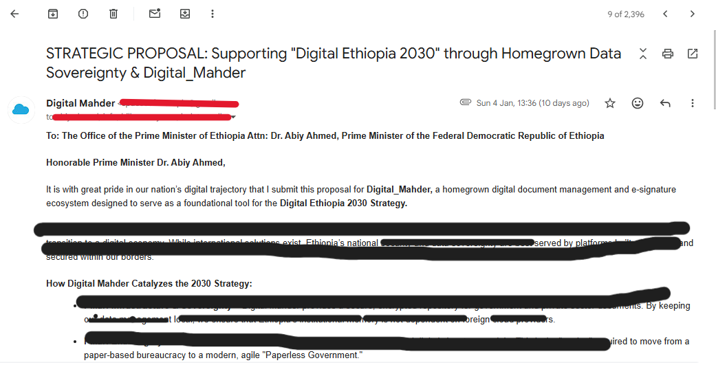 spacefantu's tweet photo. Inspired by @AbiyAhmedAli’s #DigitalEthiopia2030, I’ve submitted a proposal for Digital_Mahder. 🇪🇹

Our homegrown, encrypted ecosystem is the 'digital engine' for a paperless Ethiopia. As an engineer, I'm committed to our nation's data sovereignty.🚀

@PMEthiopia @MinistryofInno2 https://t.co/It5JLXdMHZ