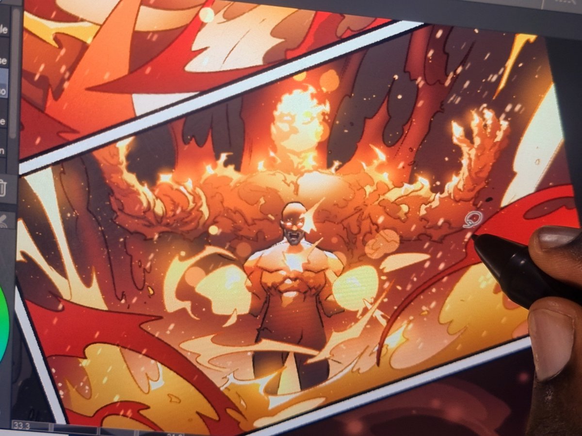 Warm tones, hot lines..finished with fire.