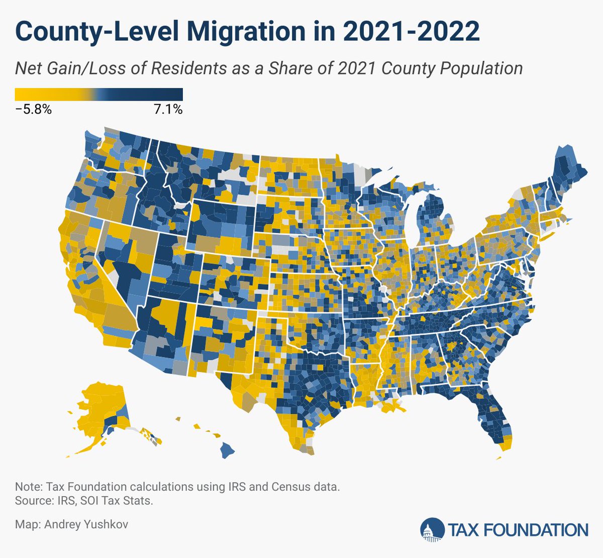 TaxFoundation's tweet photo. The top 5 states experiencing out-migration are:

1. California
2. New York
3. Illinois
4. Massachusetts
5. New Jersey

Explore the data: https://t.co/CJbfg7wLnK https://t.co/ABIQY3lxJl