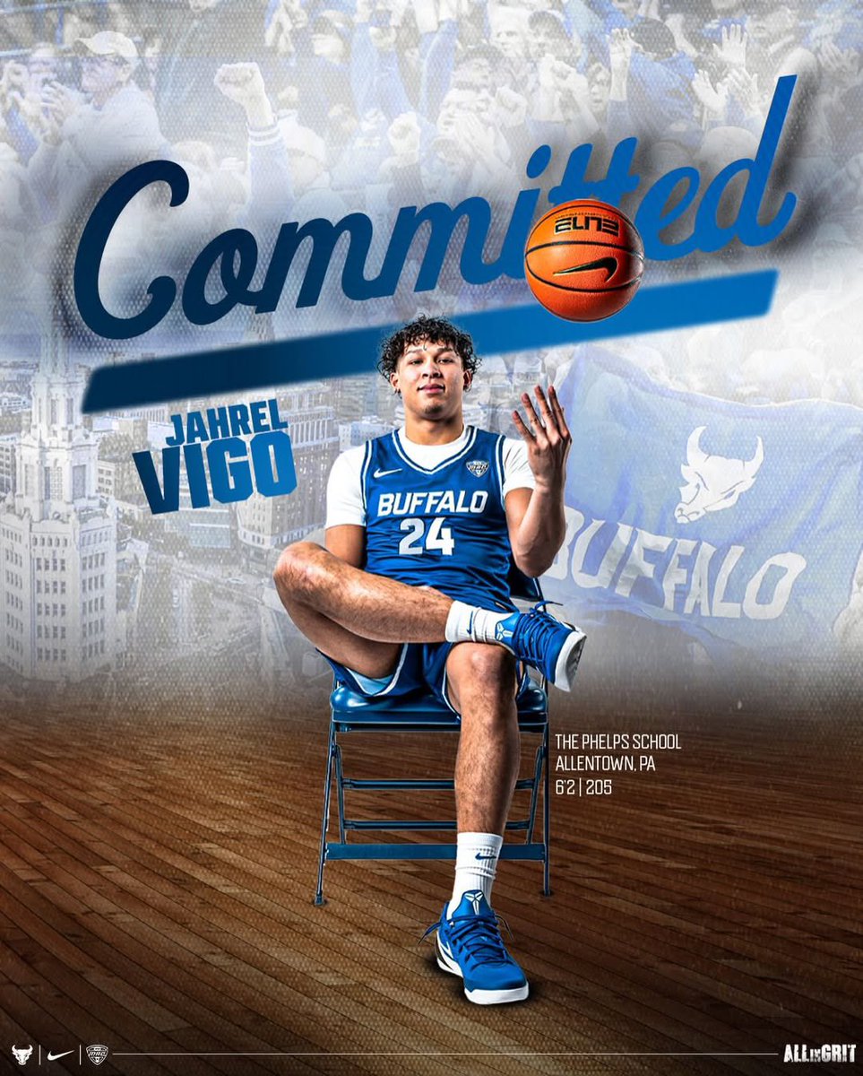 Trentw_23's tweet image. 2026 @phelpshoops guard Jahrel Vigo is now officially committed to University at Buffalo Men’s Basketball, he announced.