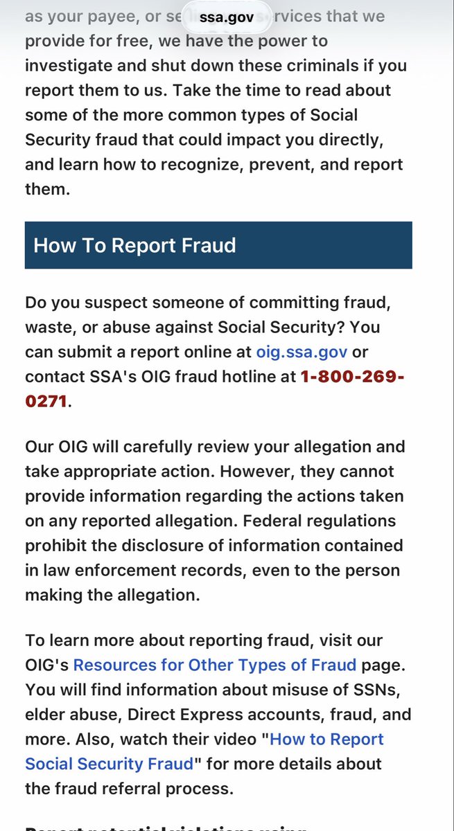 carolmswain's tweet image. Can someone get someone’s attention at the Social Security Administration? 

The Social Security Fraud and Abuse’s 24 hour hot line is currently closed.  I have tried to reach them twice. 

Meanwhile, there is over $7000.00 of suspected fraudulent billing that SSA paid on my…
