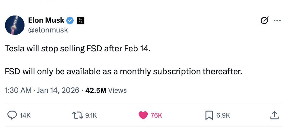 SawyerMerritt's tweet image. Here are eight things that come to my mind with this announcement:

1) Getting rid of the FSD purchase option eliminates the hardware-upgrade/retrofit concern going forward for new EV sales from Tesla’s standpoint, because subscribers aren’t promised anything.

2) One of the…