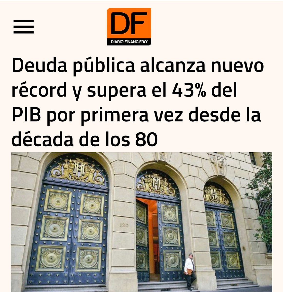 📰 Legado Boric:

📈 Deuda pública alcanza nuevo récord y supera el 43% del PIB por primera vez desde la década de los 80