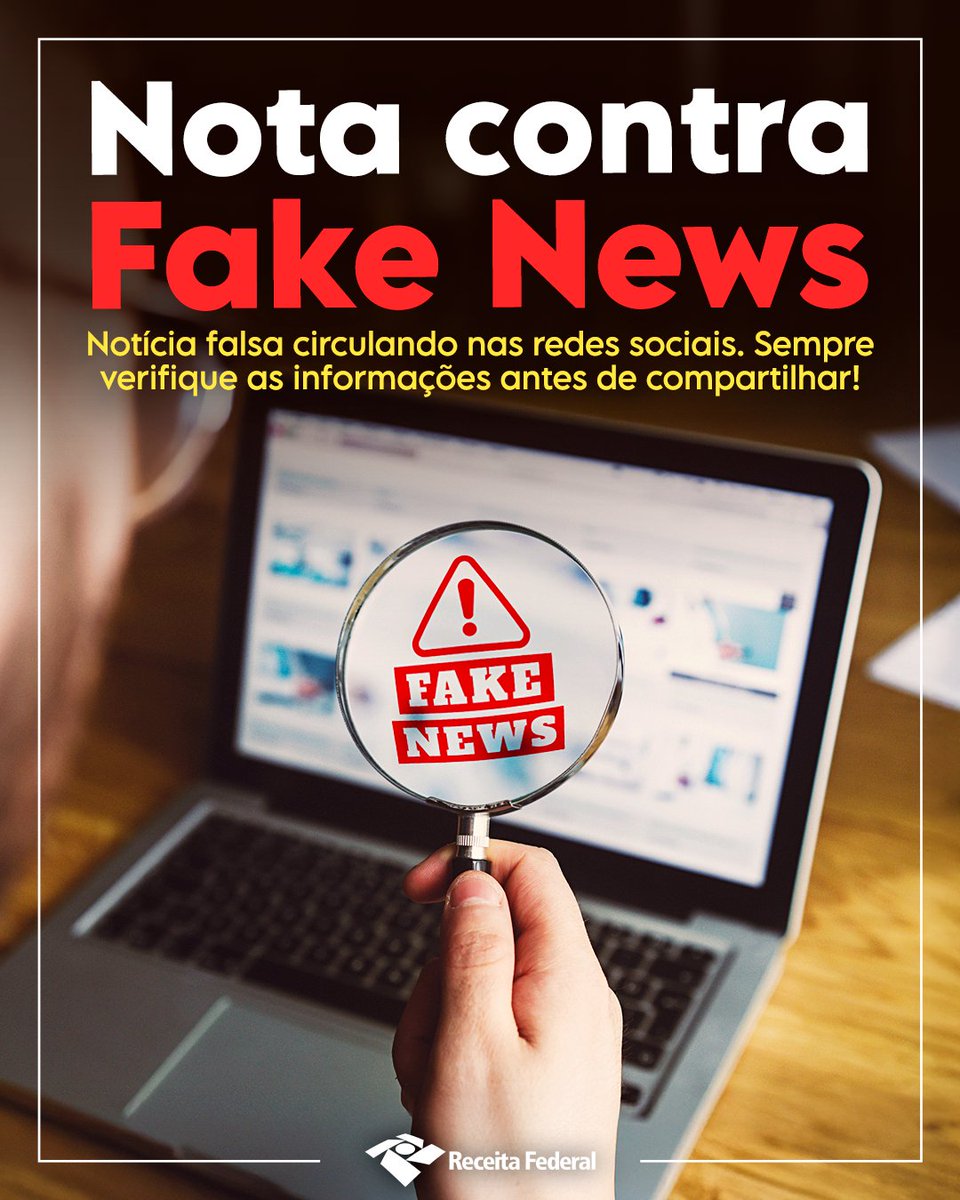 ReceitaFederal's tweet image. 🚨 Atenção: é fake news

São completamente falsas as informações sobre monitoramento de movimentações financeiras via PIX para fins de tributação.

A Constituição Federal proíbe a tributação de movimentações financeiras.

➡️ Não existe tributação de PIX.