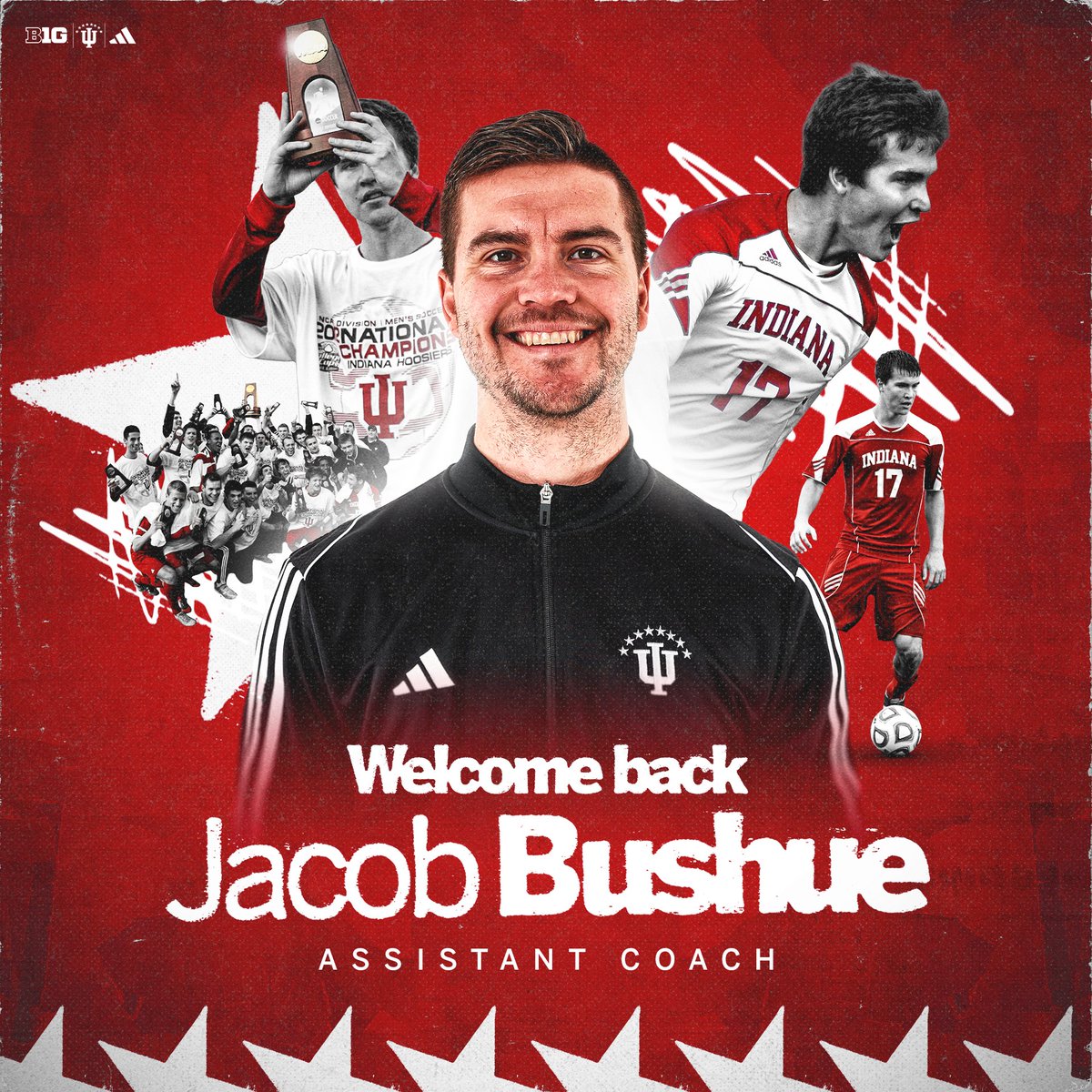 IndianaMSOC's tweet photo. Welcome back, @JBushue17!  

2012 NCAA Champion Jacob Bushue returns to Bloomington, joining the #IUMS staff as an assistant coach.  

More: https://t.co/o8kHAlQ19k https://t.co/EyqWPfyp7M