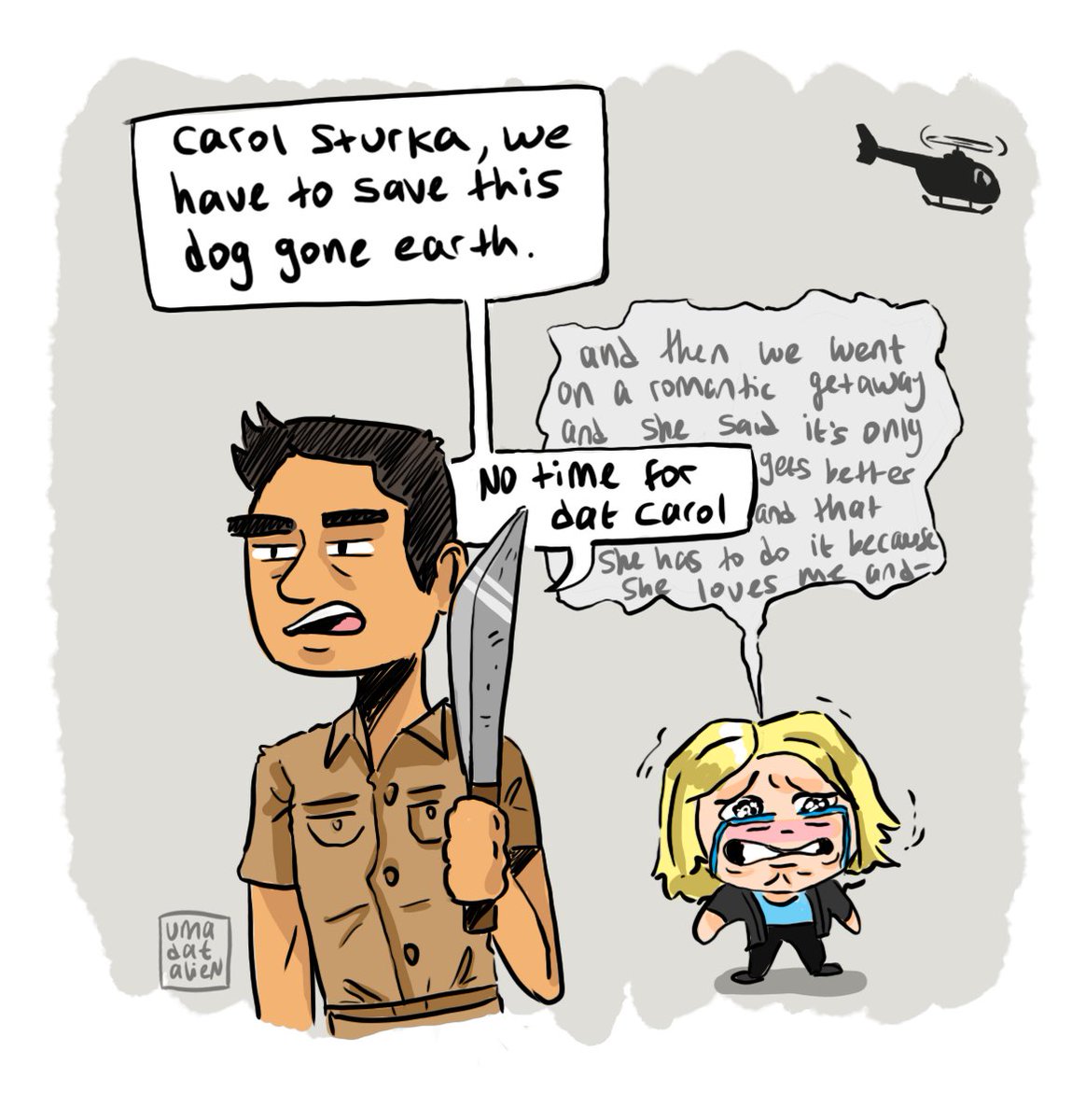 umadatalien's tweet image. no time for dat carol #pluribus