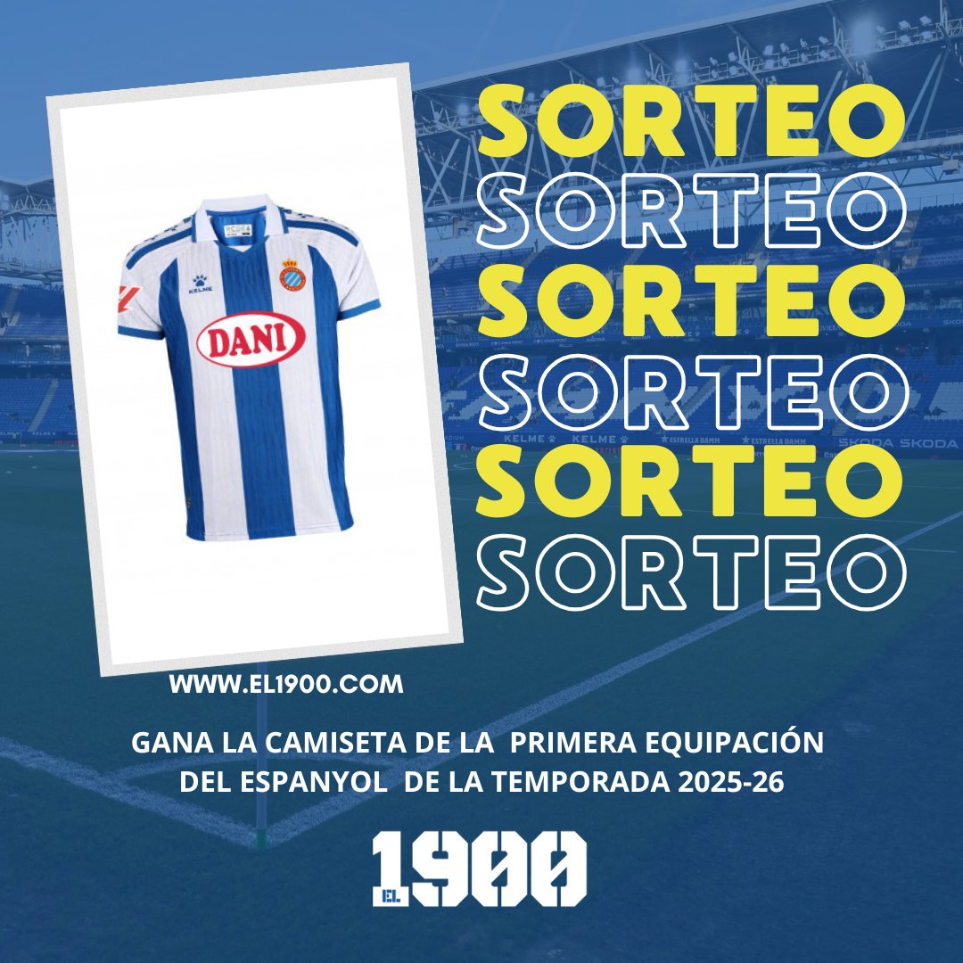 🤹🏽👕 SORTEO 'El 1900' 👕🤹🏽

🤩 Para celebrar una primera vuelta histórica de nuestro  <a href="/RCDEspanyol/">RCD Espanyol de Barcelona</a> sorteamos una camiseta de la 1ª equipación

¿La quieres? 😉

Para participar:
‼️ RT+ SÍGUENOS en 'X'
➕Menciona a más de 1⃣ amigo para tener más posibilidades de ganar 

⏰