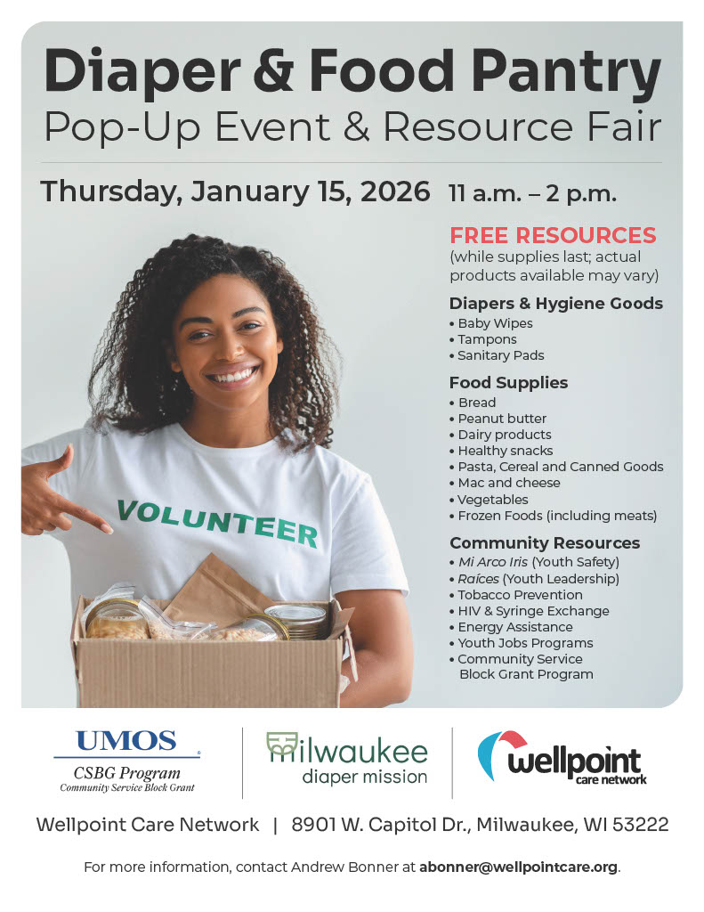 Tomorrow! Diapers, food, and access to community resources—all in one place.

We hope you will join us.