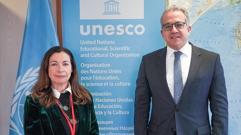 ICOMOS's tweet photo. ICOMOS President meets newly-elected UNESCO Director General

On the 12th of January, ICOMOS President Teresa Patrício held a productive meeting with UNESCO Director General Khaled El-Enany to discuss joint efforts to safeguard cultural heritage under the World Heritage Convention.

ICOMOS congratulates Mr. El-Enany on his recent election and looks forward to his success in leading UNESCO. 🎉