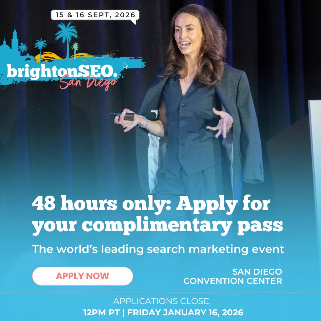 Woman speaking onstage at brightonSEO