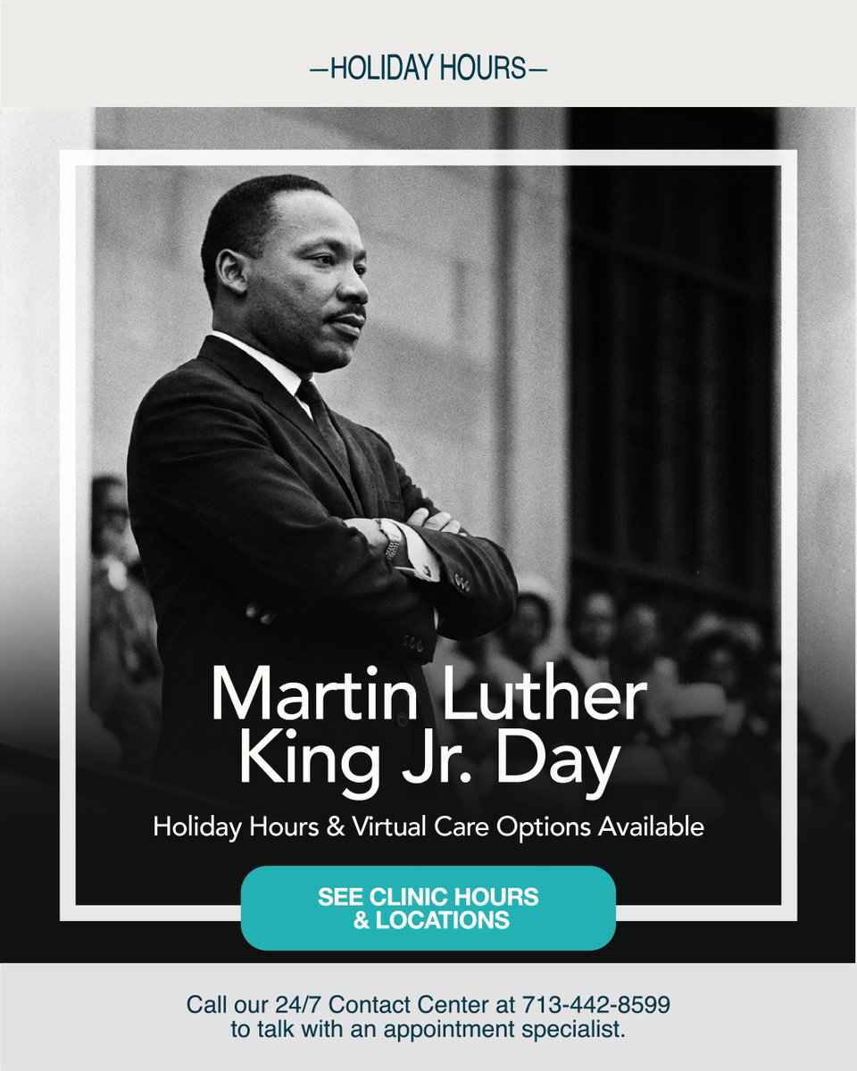 KelseySeybold's tweet image. Need care on MLK Day? Select Kelsey-Seybold clinics, pharmacies, labs, and virtual care options will be open. View locations and holiday hours here: kelsey-seybold.com/holiday

#kelseyseyboldclinic #mkl #holidayhours #houstondoctors