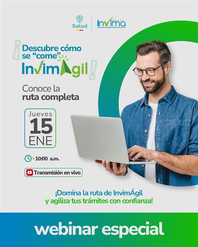 ¿Aún no sabes cómo se “come” InvimÁgil? 🍽️⚡

Spoiler: se digiere mejor de lo que crees 😉

Este 2026 seguimos acelerando la transformación digital del <a href="/invimacolombia/">Invima</a> y queremos que más usuarios tramiten con confianza, sin perder tiempo ni cabeza.

Conéctate a nuestro webinar y