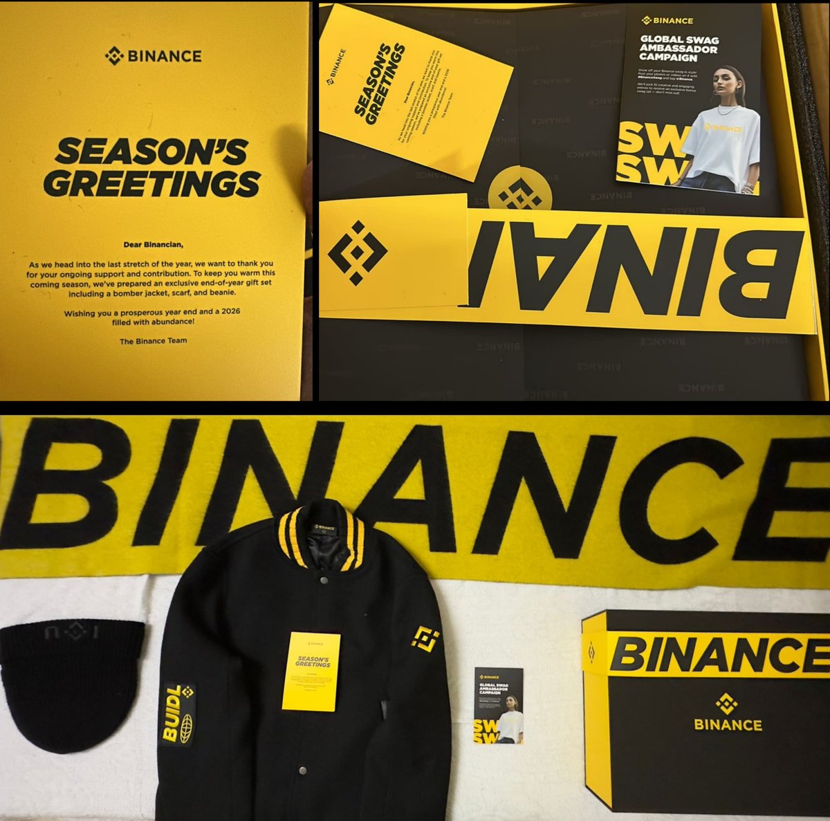Grateful for the thoughtful end-of-year gift from @binance 💛 Truly  appreciate the continued support and the strong relationship built on  trust, collaboration, and shared vision for the future of crypto. Wishing  the