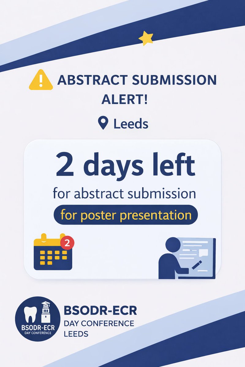 BSODR_UK's tweet photo. ⚠ Abstract submission alert! 
You have 2 days left for submitting your abstract to the BSODR - ECR Day Conference in Leeds!
REGISTER HERE: https://t.co/oo3Jwgdwdm

SUBMIT YOUR ABSTRACT HERE: https://t.co/Wu9PH7TEQH https://t.co/GTGhUmWtYC