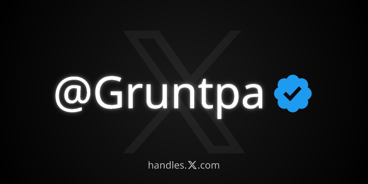 Gruntpa's tweet image. lol how cute it even came with a packaged tweet

I just got @Gruntpa from the X Handle Marketplace! Get your own at handles.x.com