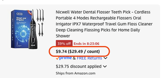 $50 WATER DENTAL FLOSSER FOR $10? 

Amazon left a promo code active on their discounted price

Select lightning deal + apply code BGNSTB5G

pricedoffers.com/rst6x