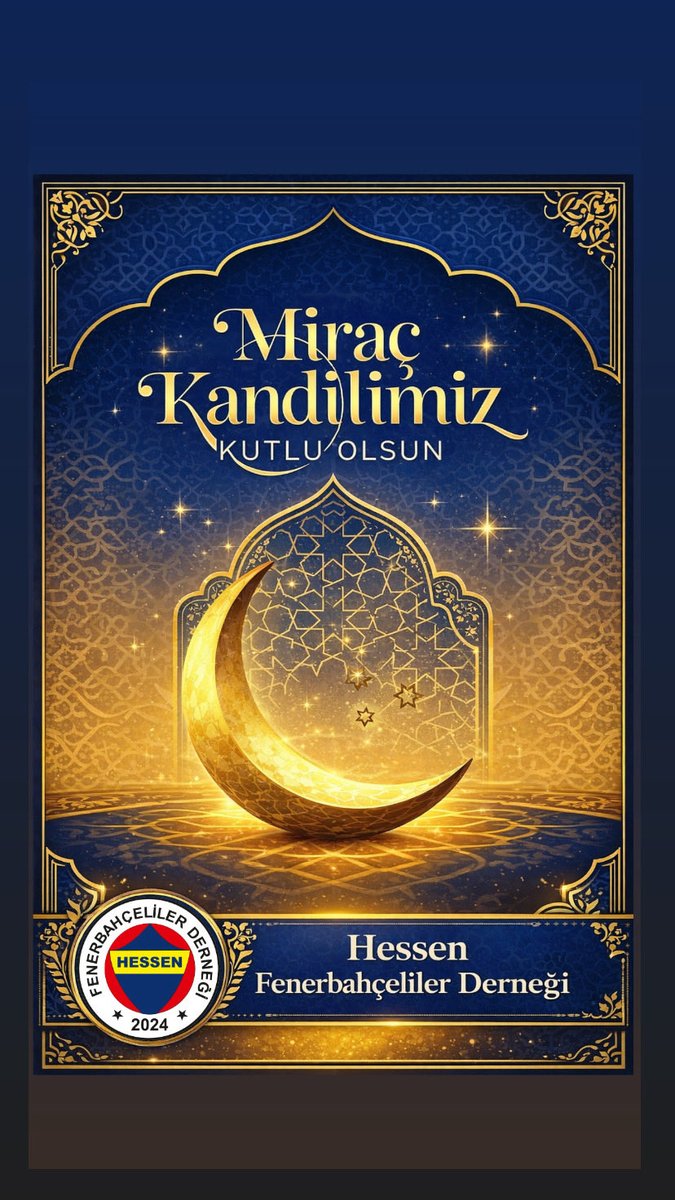 HessenFB's tweet photo. Miraç Kandili’nin; birlik, beraberlik ve kardeşliğimizi pekiştirmesini, gönüllerimize huzur ve umut getirmesini temenni ederiz.
Tüm İslam âleminin Miraç Kandili mübarek olsun.

Hessen Fenerbahçeliler Derneği

@Fenerbahce @FBBasketbol @kadinfutbolfb #fenerbahçe https://t.co/ygcDq7l6VN
