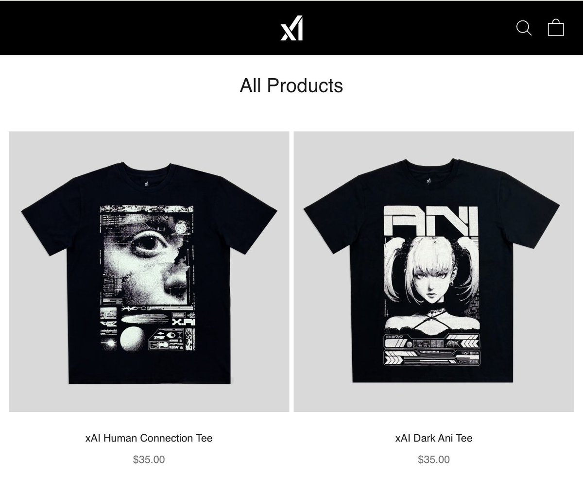 New xAI merch just dropped 🔥

• xAI Human Connection Tee
• xAI Dark Ani Tee

Available now on the official 𝕏 shop:
👉 shop.x.com
