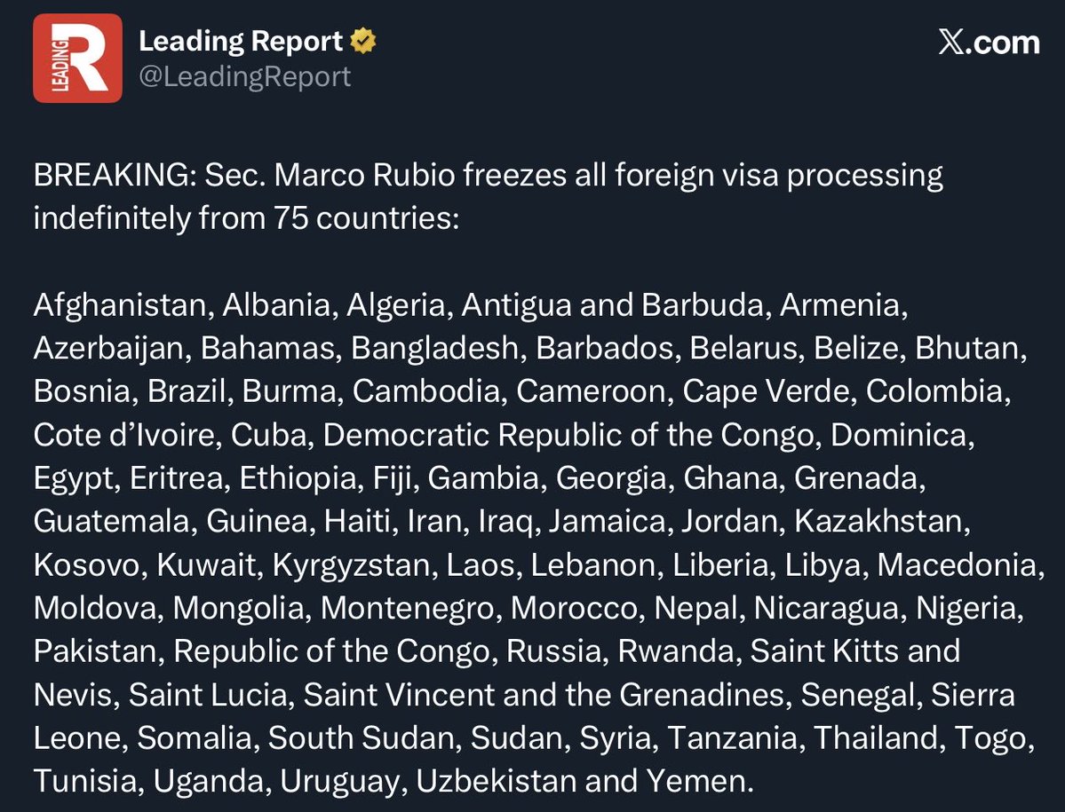 nazirafzal's tweet image. US banning visa processing indefinitely from so many (18?) countries that have qualified for the #FIFAWorldCup added to the requirement to hand over your social media accounts for scrutiny if you’re not on this list is going to decimate the fan experience 
How can USA host it?