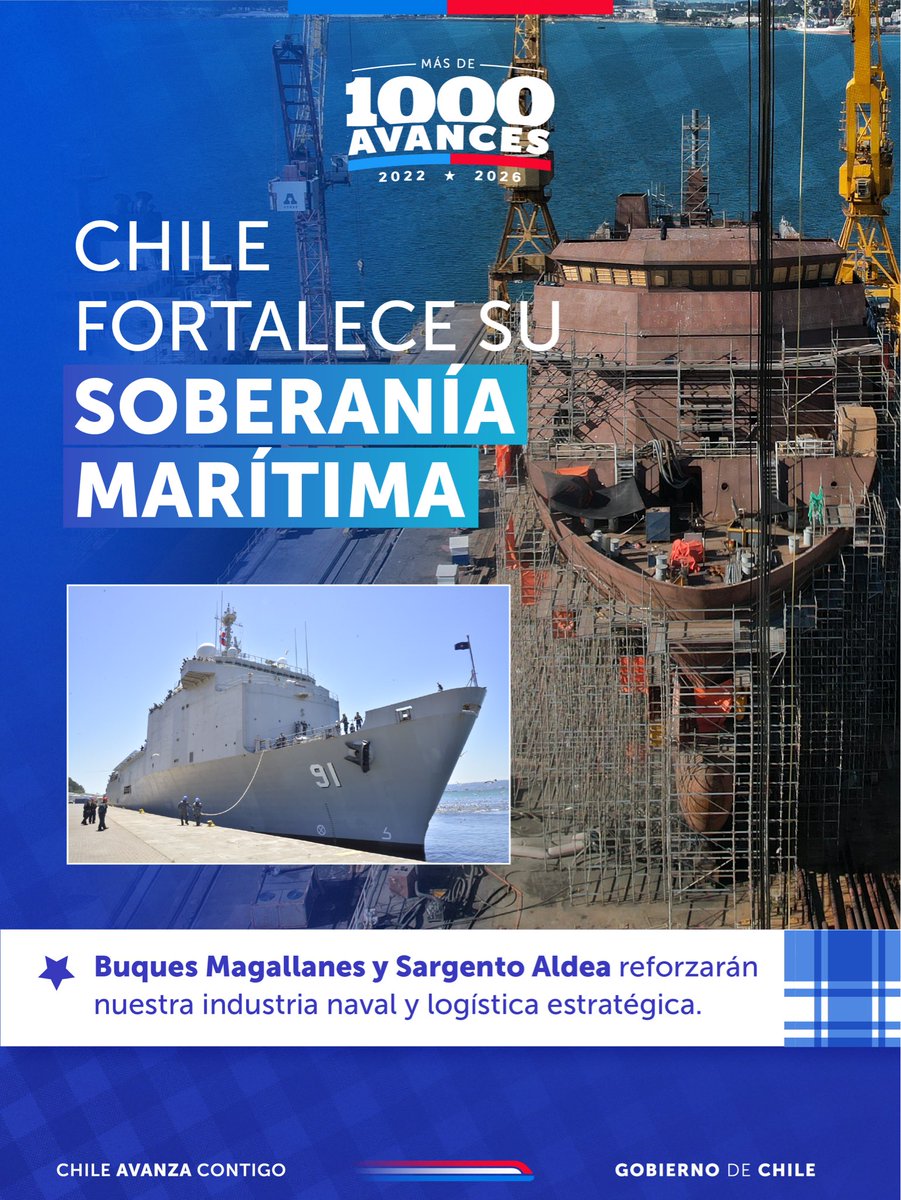 En Talcahuano el Presidente de la República, Gabriel Boric Font, junto a la ministra de Defensa, Adriana Delpiano y el comandante en Jefe de la Armada, almirante Fernando Cabrera, visitó el primer buque multipropósito del Proyecto Escotillón IV, el Buque Magallanes, cuya