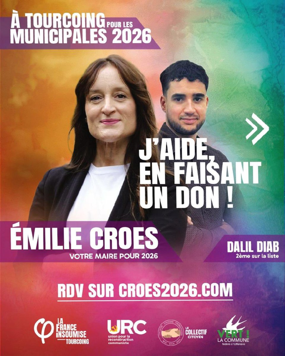 Voici un visuel officiel de LFI, logo à l’appui, encore disponible sur le compte de Dalil Diab. On y voit clairement que Dalil Diab est bien candidat et 2ᵉ sur la liste aux élections municipales à Tourcoing. Contacté, Manuel Bompard n’a pas souhaité répondre à nos questions.