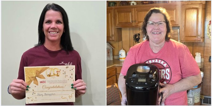 We've got more winners! Stacy Berggren of Weston for the win of our last $70 bill credit of 2025! And for Carolyn Rabe of Winside who is excited to make some homemade bread!! Congrats ladies and thank you to everyone who played #12DaysofGiving last month!