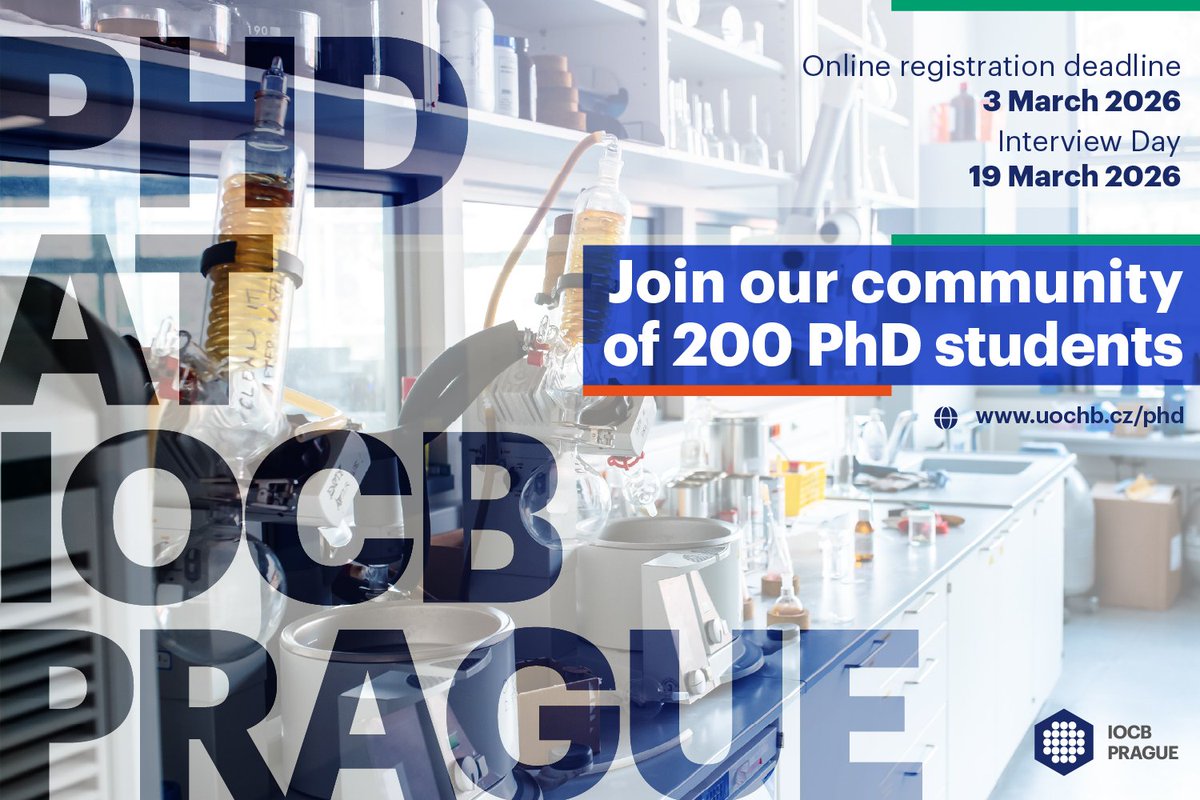 IOCBPrague's tweet photo. 🎓 We are looking for talented, independent, and highly motivated #PhD students with an MSc. degree or equivalent in life sciences or related fields.
Check available PhD projects ► https://t.co/MFZl5PxXwA
Apply here ► https://t.co/c7vRO9Ucim
#PhDatIOCB #czechscience #ChemPhD #BiochemPhD #Biochem #Chemistry #PraguePhD