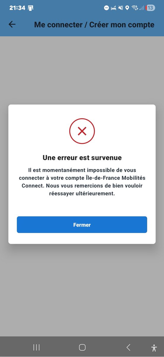 phoenix77120's tweet photo. @IDFmobilites bonsoir IDF mobilité j'essaie de me connecter à mon compte via l'application ou sur mon ordinateur et ça ne fonctionne pas !! 
Je vous en remercie d'avance https://t.co/kiB8crEGvH