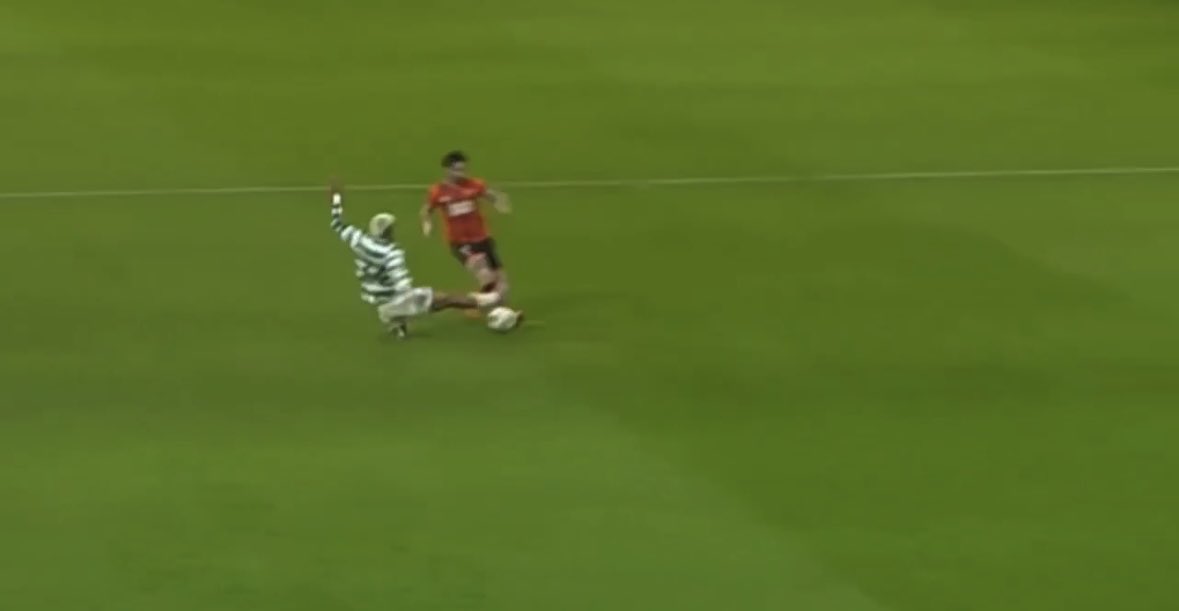 I want to be crystal clear: I’m not saying the Hearts one wasn’t a red card. But can someone explain how that’s a red, while the Celtic one only gets a yellow?