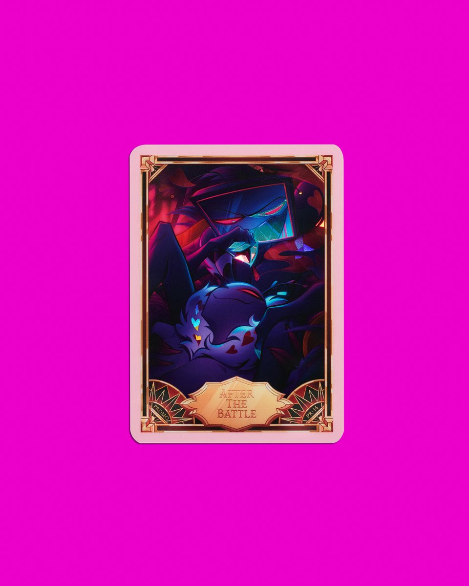 Get Excited. No, no, more excited! Season Two cards are shipping soon. In the meantime, three new binders and six cracked ice cards are available now on hazbinhotel.com