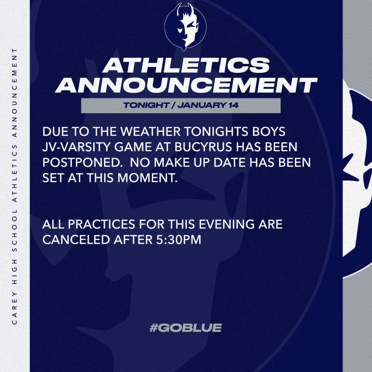 EVackert's tweet image. INFO FOR TONIGHT 
Carey High School Athletics
@AdvertiserTrib @DailyChiefUnion
