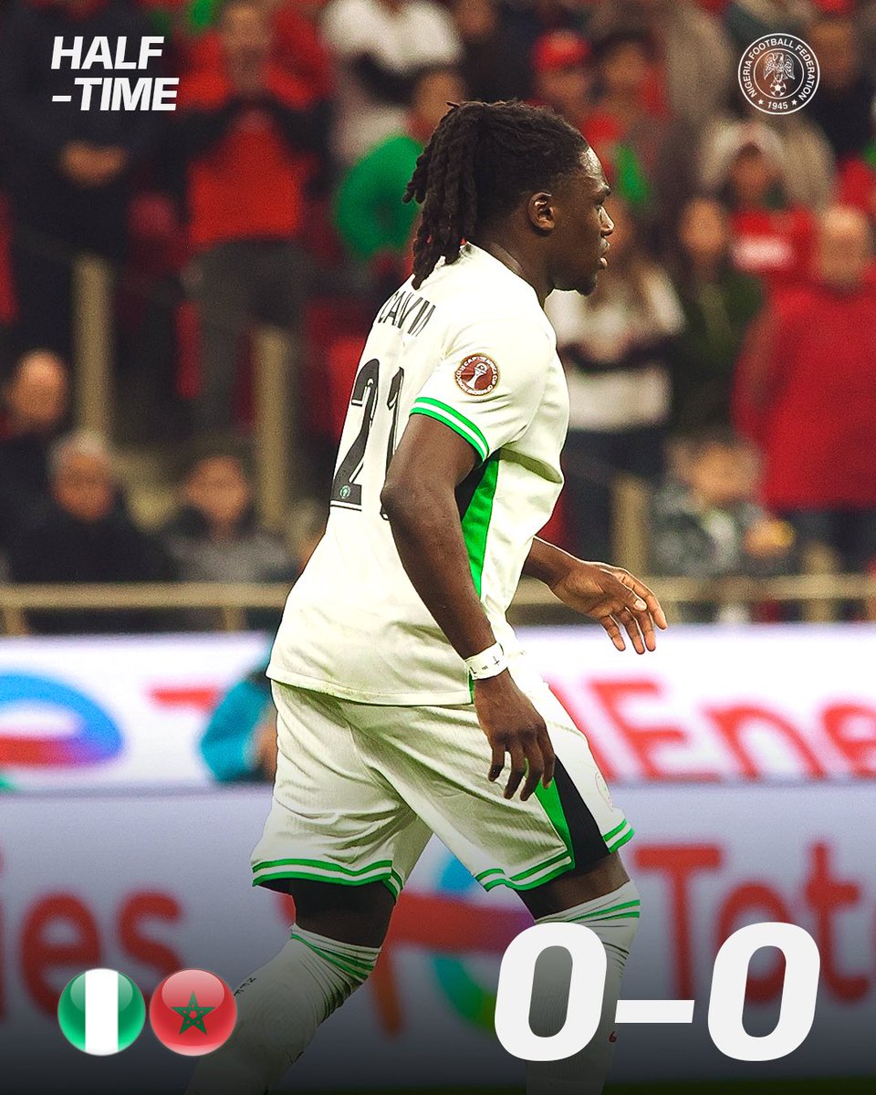 NGSuperEagles's tweet image. Halftime in Rabat