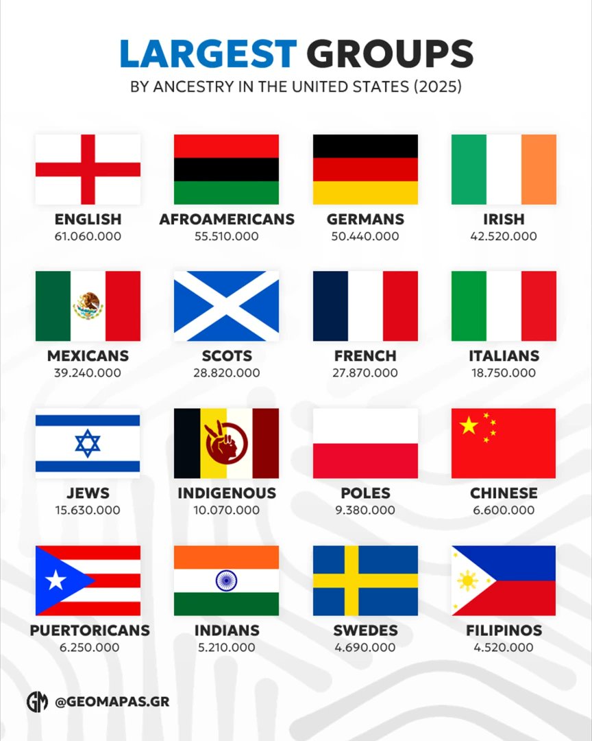 The largest groups by ancestry in the United States 🇺🇸