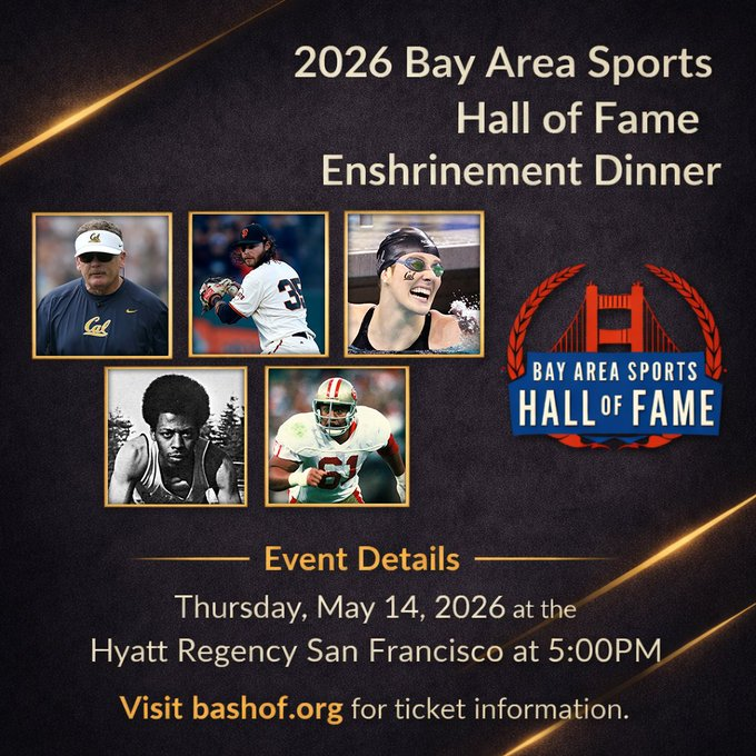 WarriorsPR's tweet photo. Earlier today, the Bay Area Sports Hall of Fame announced its 2026 inductees: Jack Clark (rugby), Brandon Crawford (baseball), Missy Franklin (swimming), Eddie Hart (Track &amp; Field) &amp; Jesse Sapolu (football). Visit https://t.co/xQTIq0RrCt for more information. https://t.co/tcxjHXtVOH