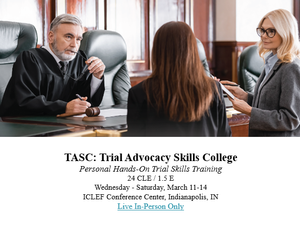 ICLEF's tweet photo. Lawyers who attend this powerful training develop trial skills by practicing, under the guidance of some of Indiana`s most experienced lawyers and judges, in a simulated, friendly courtroom environment. For more info, go to: https://t.co/mBdArj1M2e https://t.co/ZRLhFMo7v7