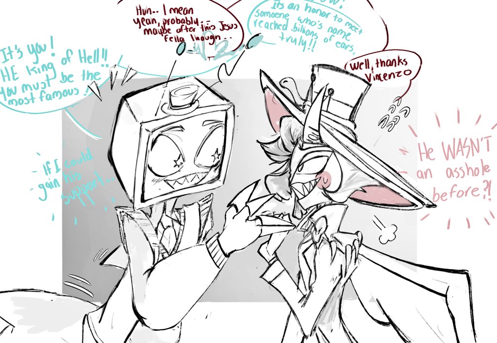 v0xlover's tweet image. what if it were Vincent instead? 
-
#staticapple #HazbinHotel #vox #HazbinHotelLucifer