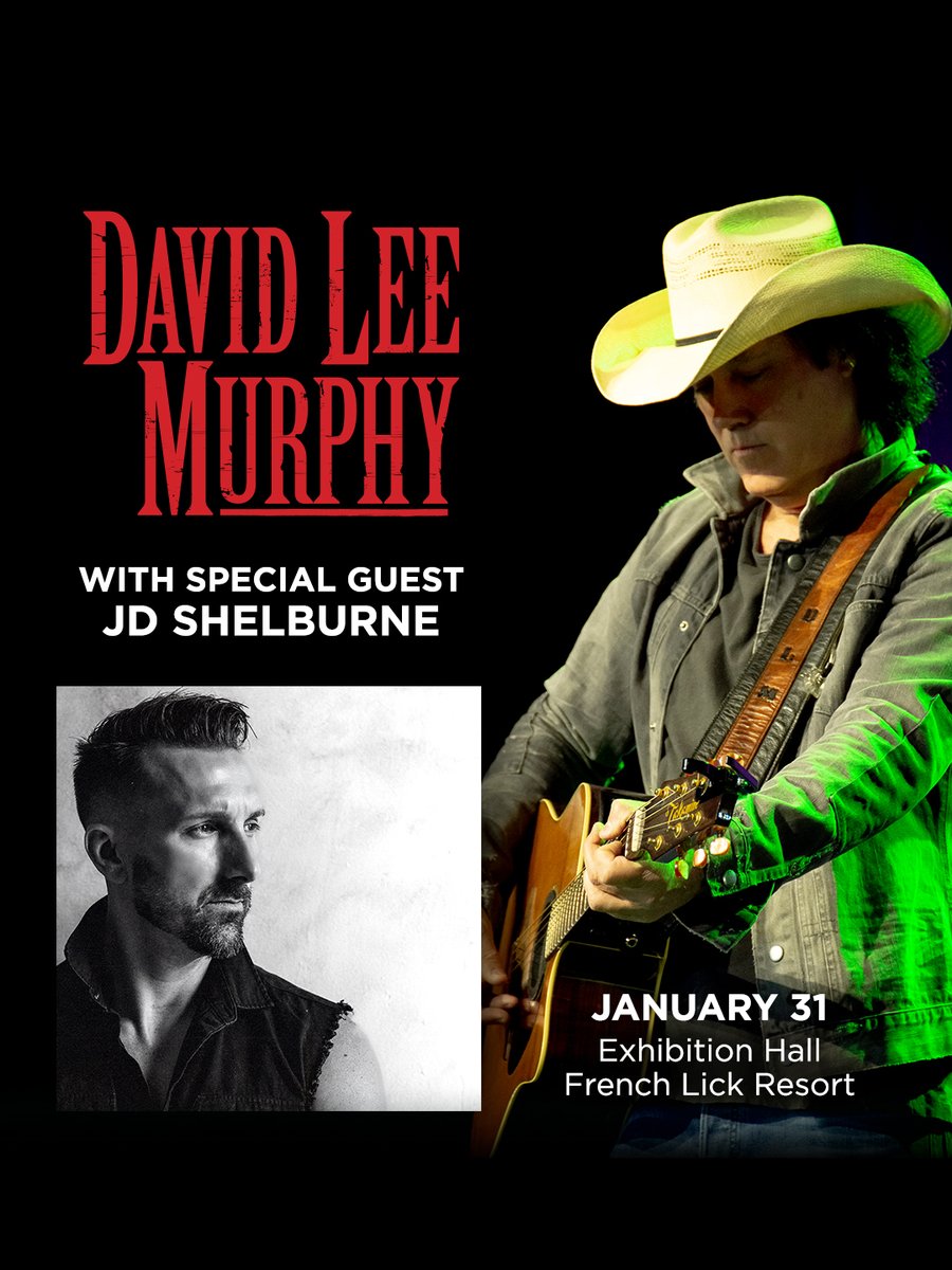 audience502's tweet photo. Ticket Giveaway! 

We're giving away 2 tickets to see @davidleemurphy w. @JDSHELBURNE LIVE at French Lick Resort on Jan. 31! 

Hit songs include: Dust on the Bottle, Everything's Gonna Be Alright, Party Crowd and more! 

Enter to win at: https://t.co/ew1Nc29yh3 https://t.co/Q6QpnmNxnG