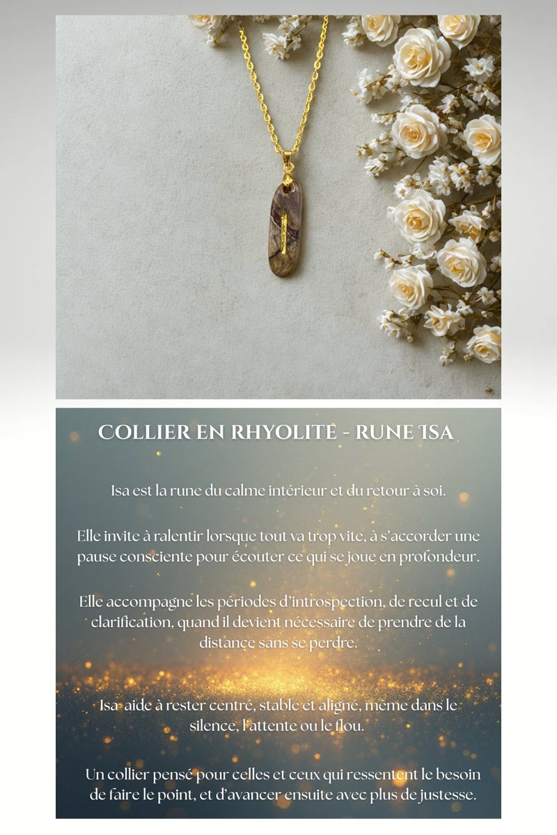 lemurmuredesrunes.etsy.com
#rhyolite #pendentif #collierrunique #runeisa #guidance #introspection #Runes