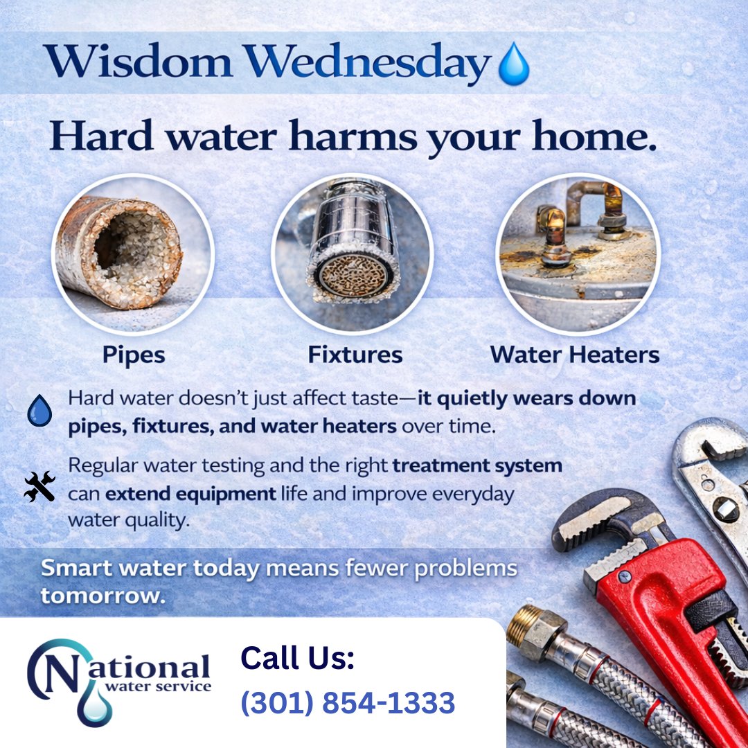 Wisdom Wednesday

Hard water doesn’t just affect taste — it quietly wears down pipes, fixtures, and water heaters over time. Regular water testing and the right treatment system can extend equipment life and improve everyday water quality.

Smart water today means fewer problems.