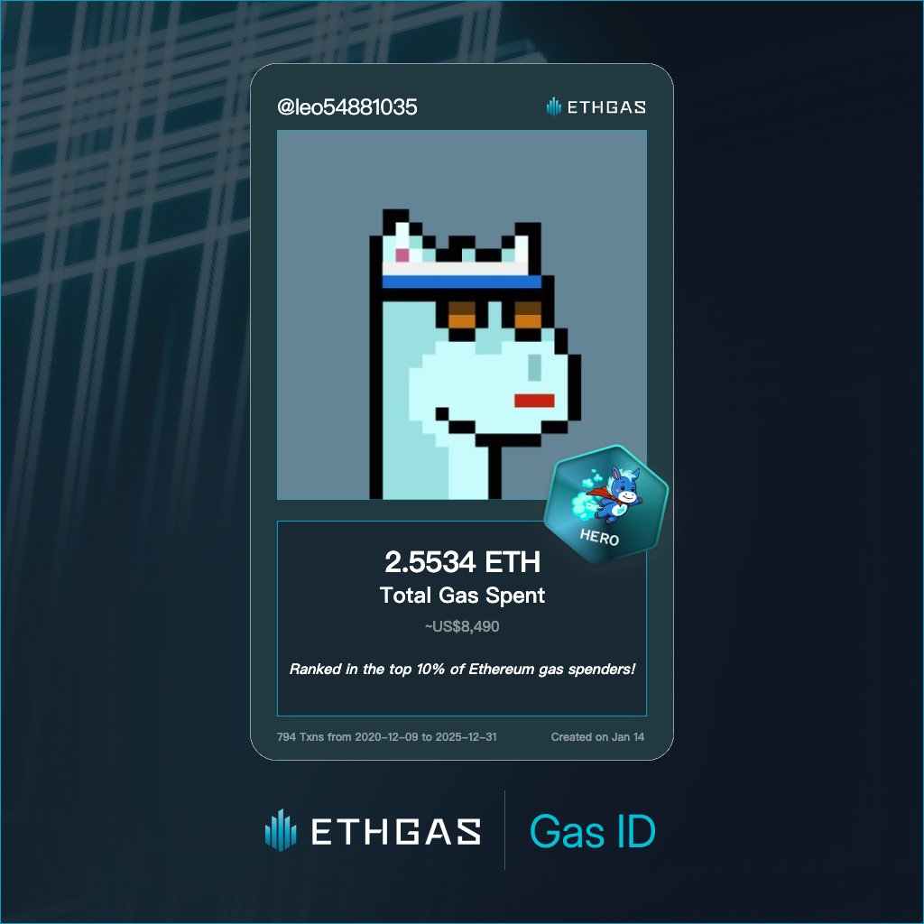 Discovered my Gas ID via ETHGas - turning my gas spend into rewards 🫘

As a Hero Jack, I've spent 2.5534 ETH on gas but earned 1500 Beans back.

Get your Gas ID and Beans here: ethgas.com/community/gas-…