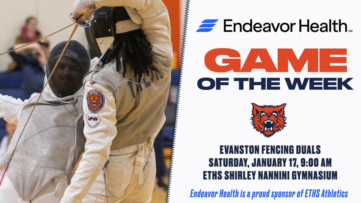 ETHSports's tweet photo. GAME OF THE WEEK @EndeavorHlth
ETHS swashbucklers host the Evanston Fencing Duals this SATURDAY!!!
@EvRoundTable @the_evanstonian @EvanstonNow https://t.co/Gwj4uqYYXE
