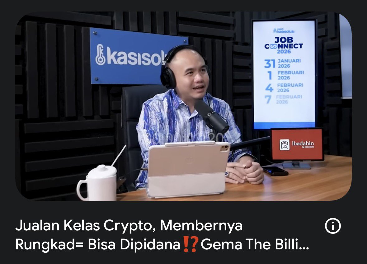 12 Point Penting Podcast Master Gema di Kasisolusi.

1. Legalitas Kelas Trading &amp; Pidana
Kelas trading bisa dipidana atau tidak tergantung pada cara pengajarannya. Jika mentor hanya mengajarkan analisis teknikal dan manajemen risiko secara objektif, itu sah. Namun, jika mentor